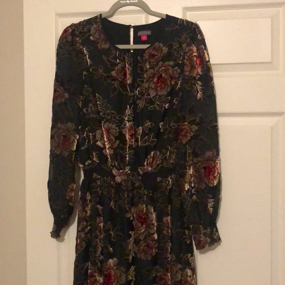 Vince Camuto velvet flower appliqué dress